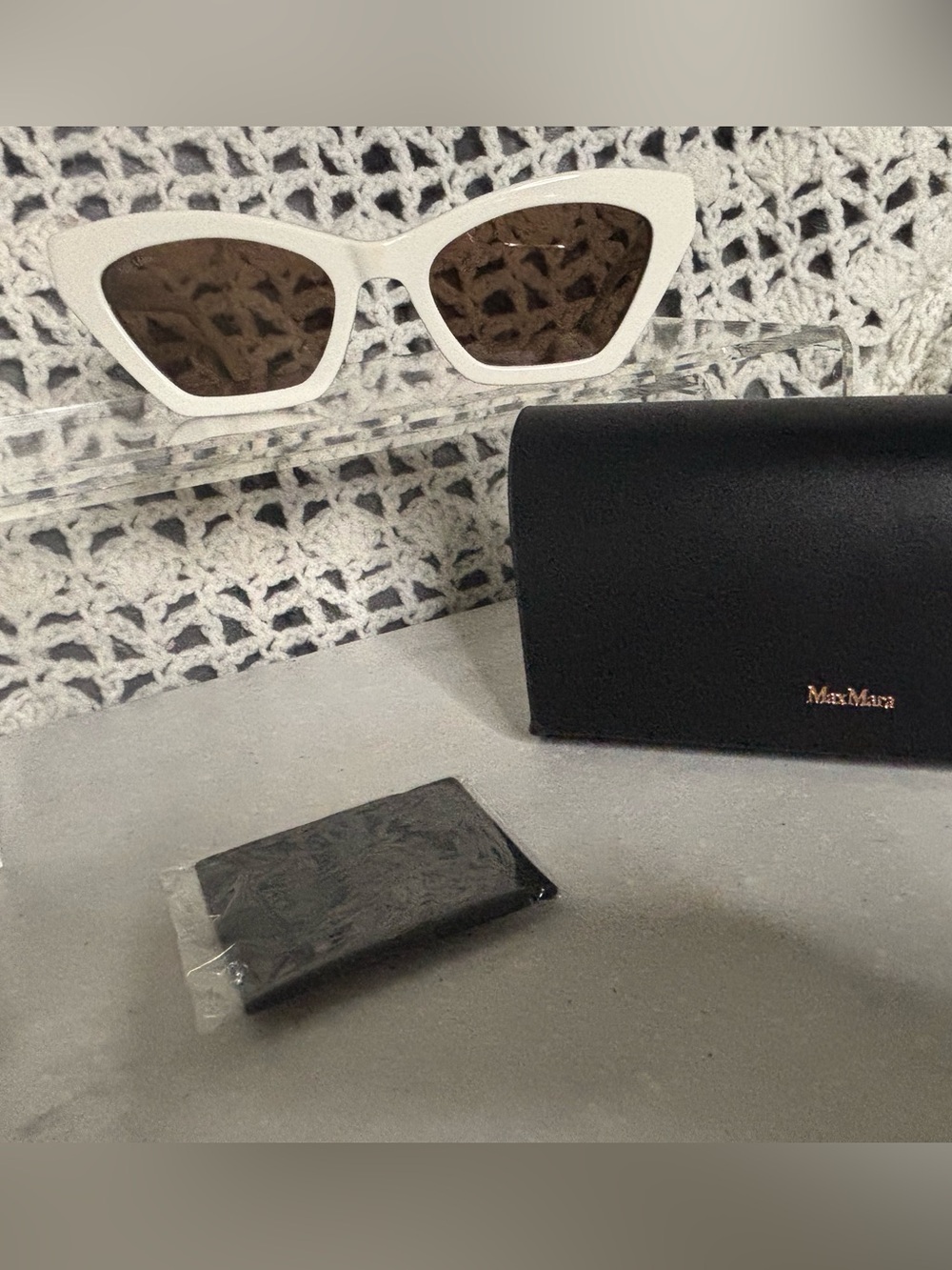 MaxMara White Frame Sunglasses with Brown Lenses